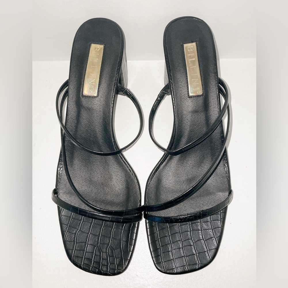 Billini Yazmin Heels - Black Croc Leather - Size 10